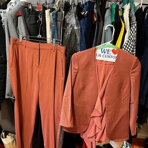 Theory peach suit with blouse